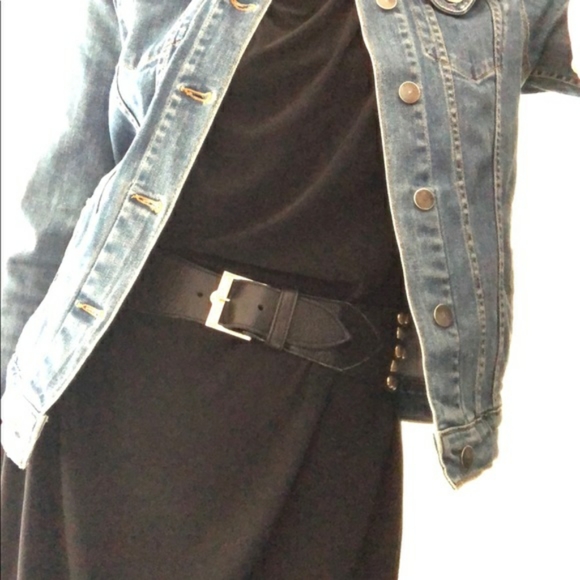 B-Low the Belt Gold Studded Black Leather Belt - Picture 2 of 9